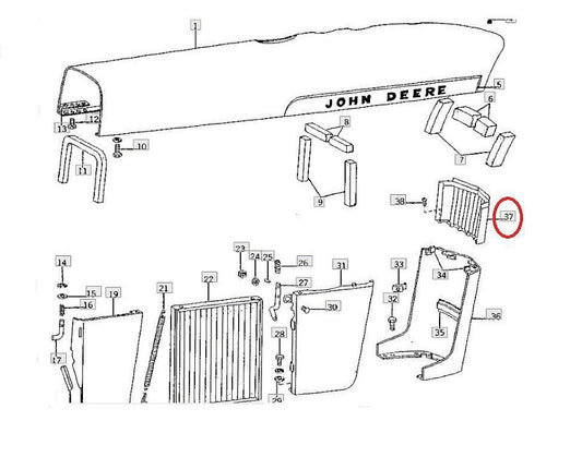 Grille Nez de capot John Deere 5010 5020 6030 7520