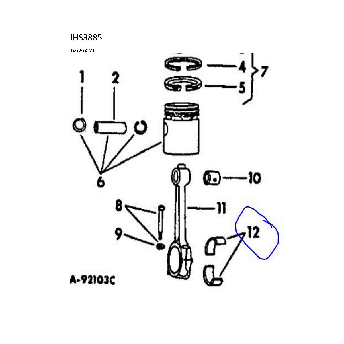 Coussinet de bielle du 806 - 1586 International IH