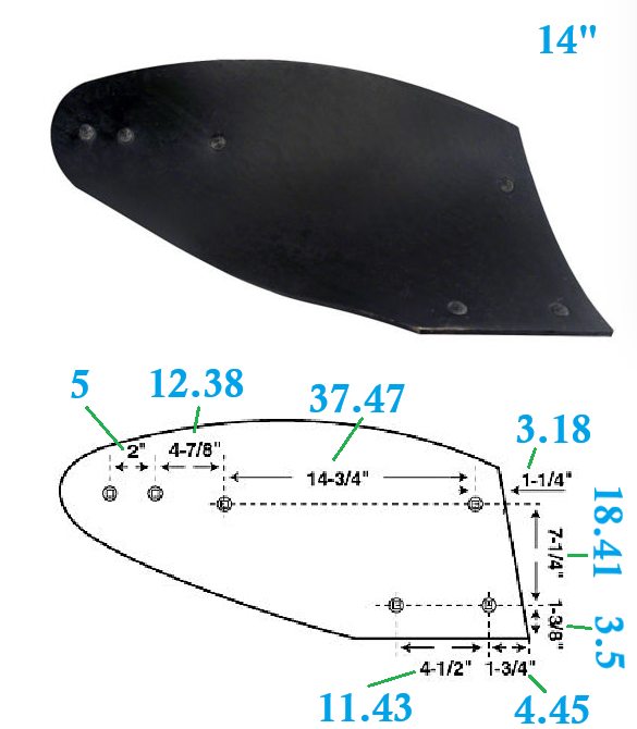Soc, versoire, couteau frontale de charrue John Deere Case International IH