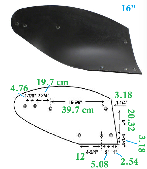Soc, versoire, couteau frontale de charrue John Deere Case International IH