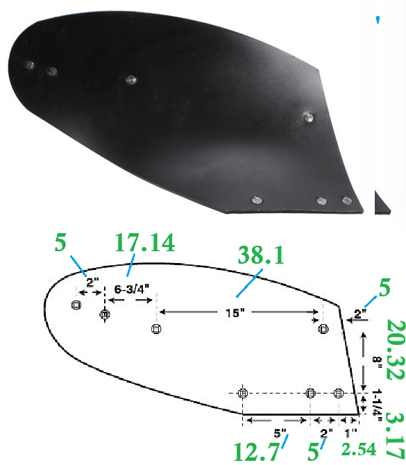 Soc, versoire, couteau frontale de charrue John Deere Case International IH