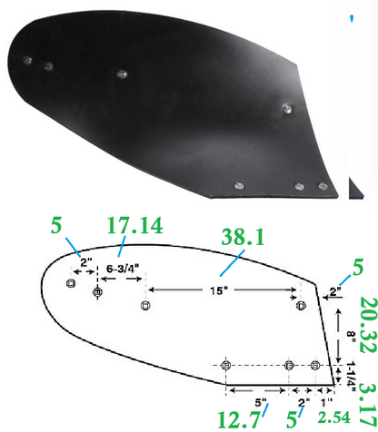 Soc, versoire, couteau frontale de charrue John Deere Case International IH