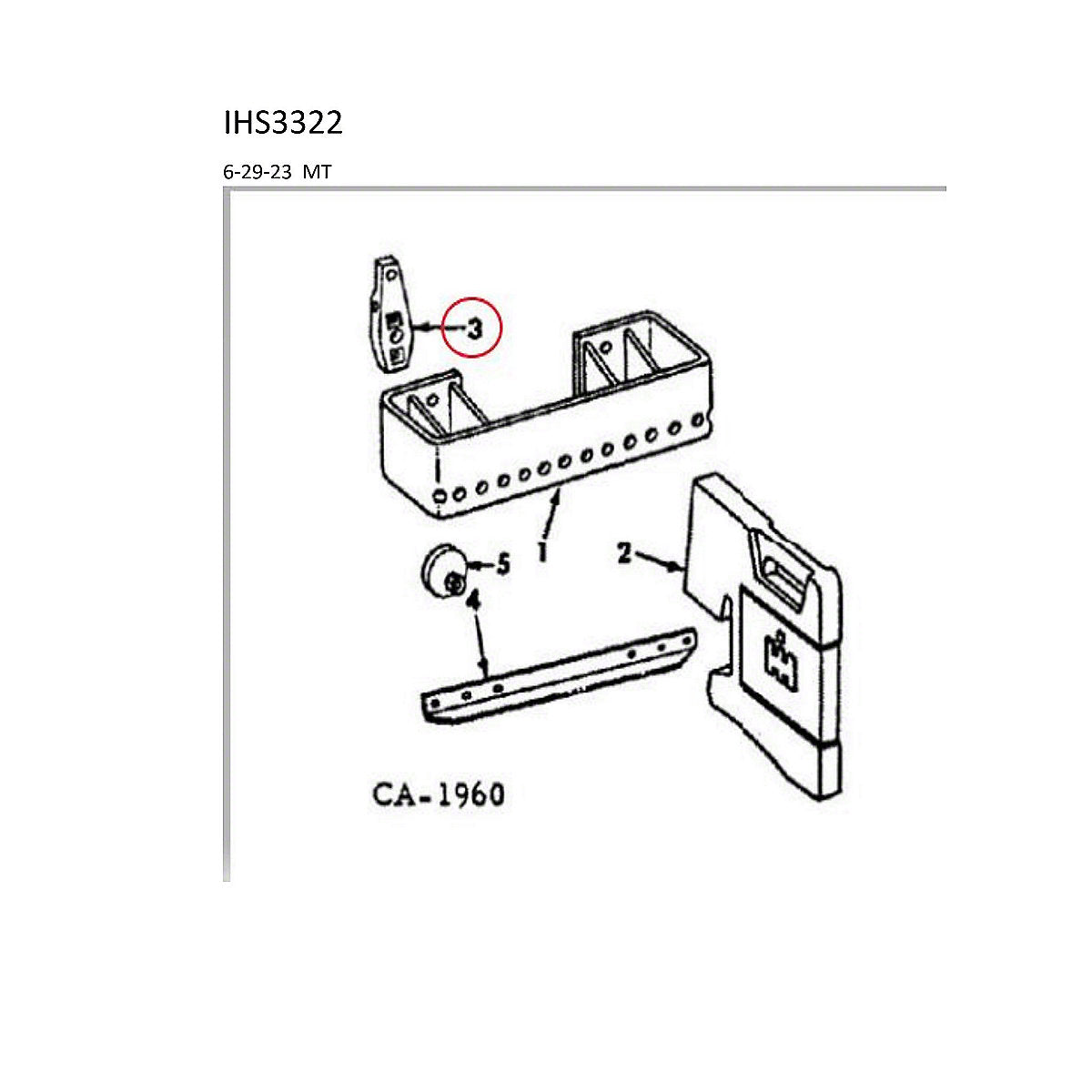 Support Porte masse 10 trous IH International Farmall