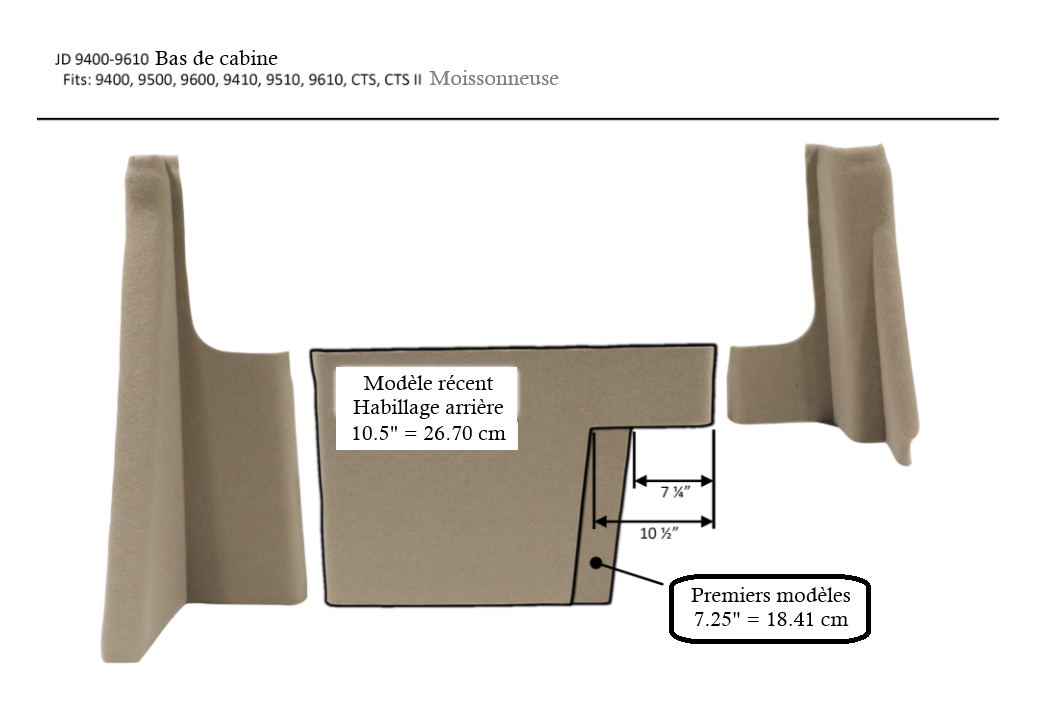 Bas de cabine Moissonneuse John Deere Série 9400 9500 9600 9410 9510 9610 CTS CTS II (Copie)