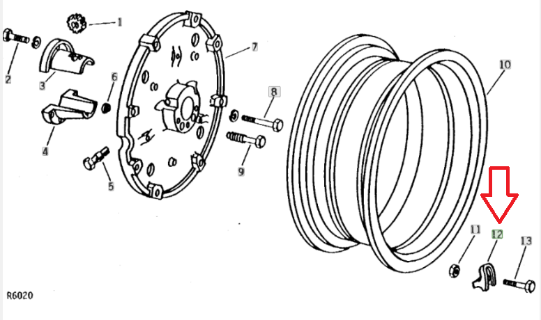 12 Taquets Jantes arrière John Deere